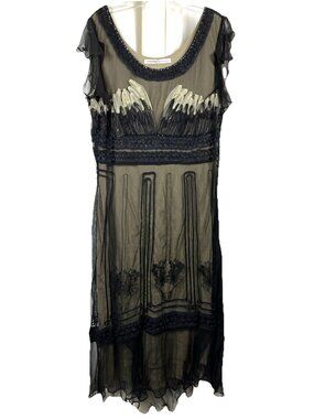 Bust 42 36  W L XL NWT Nataya  Edwardian Style Mesh Overlay Embroidery Dress